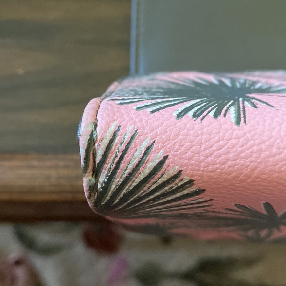 Pink/Olive Green with Palms Wallet, snap closure, Great Condition,Like New - Picture 6 of 7